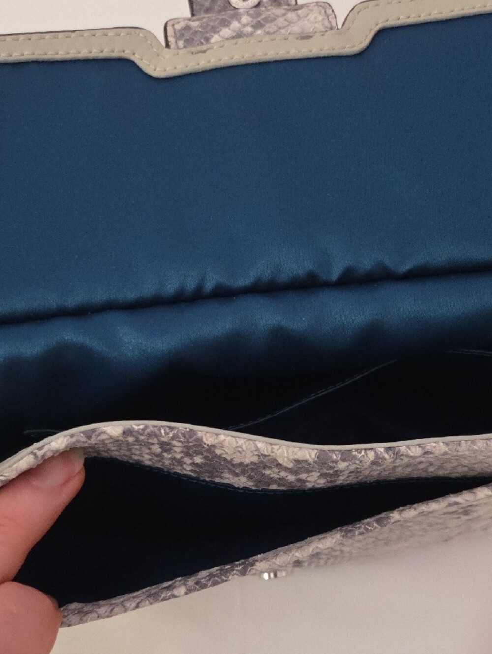 Gray Python-Print Top Handle Bag - Picture 6 of 8